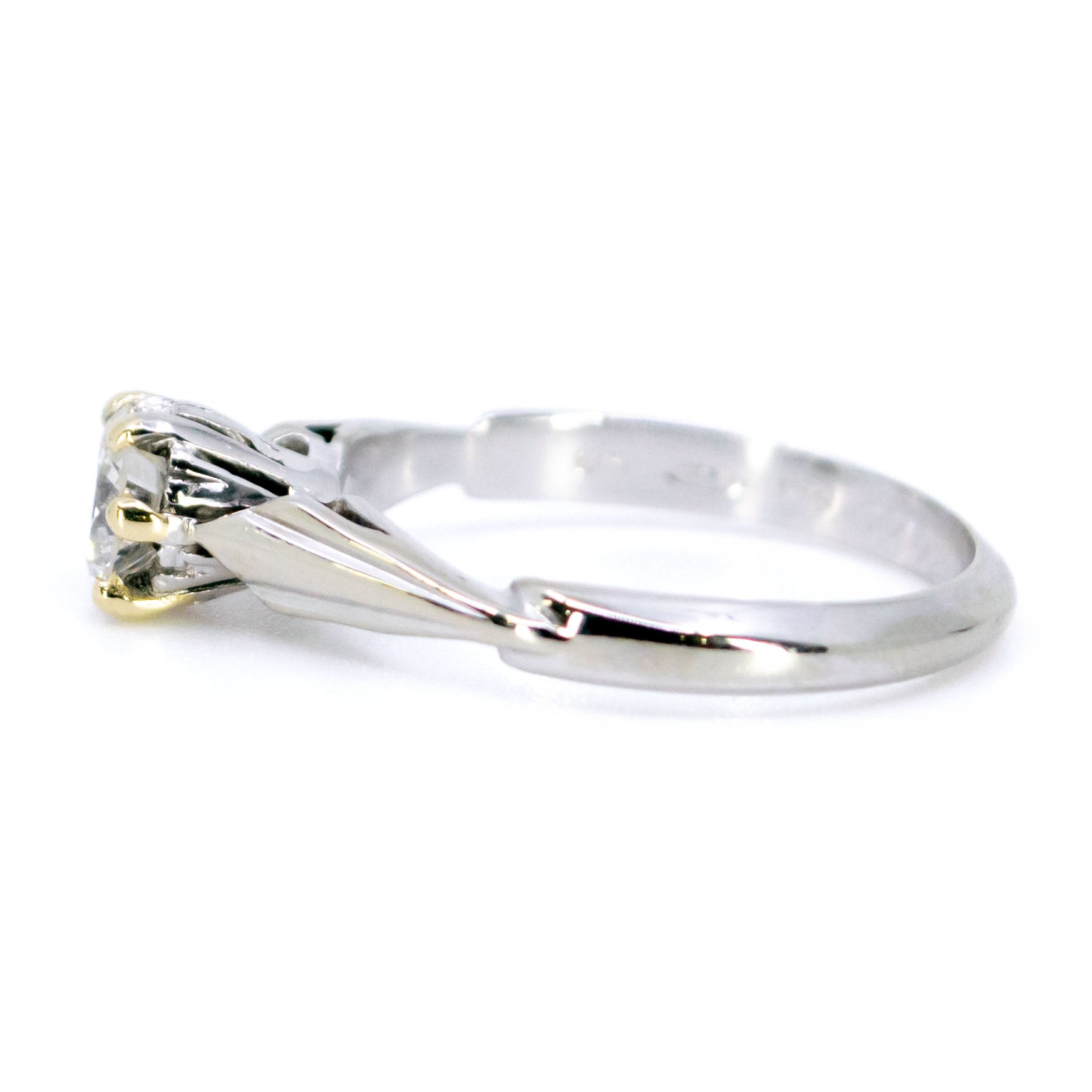 Vintage Platinum and 18 Carat Yellow Gold Diamond Solitaire Ring, 0.45 Carat
