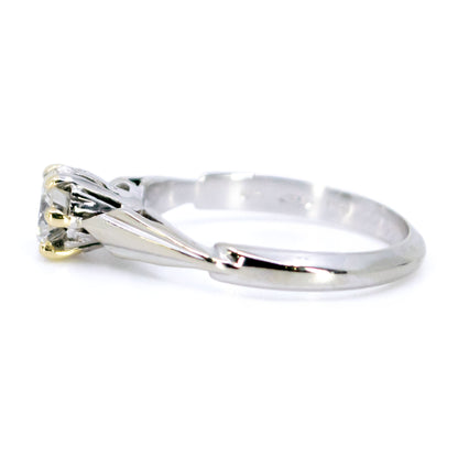 Vintage Platinum and 18 Carat Yellow Gold Diamond Solitaire Ring, 0.45 Carat