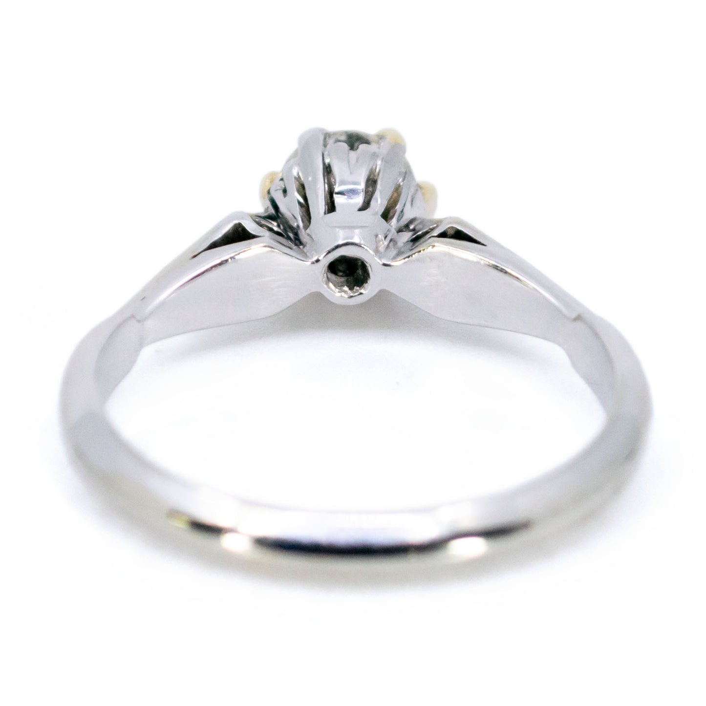 Vintage Platinum and 18 Carat Yellow Gold Diamond Solitaire Ring, 0.45 Carat