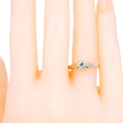 Vintage Platinum and 18 Carat Yellow Gold Diamond Solitaire Ring, 0.45 Carat