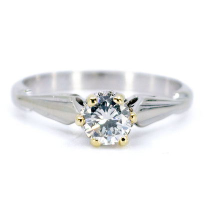 Vintage Platinum and 18 Carat Yellow Gold Diamond Solitaire Ring, 0.45 Carat