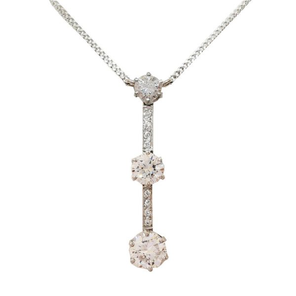 Edwardian Diamond Drop Pendant, 1.50 carat total, 18ct White Gold