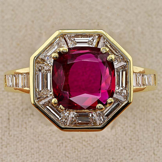 Vintage 1.50ct Ruby and Diamond Cluster Engagement Ring