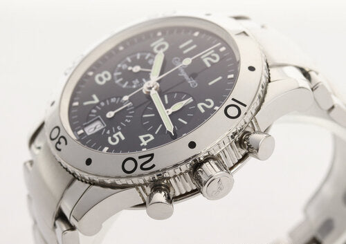 Breguet Type XX Stainless Steel Automatic Chronograph 39mm Watch; black dial, Arabic numerals, luminous hands, stainless steel bracelet strap, with box and papers