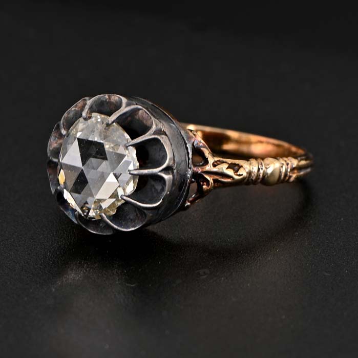 Georgian Antique Rose Cut Diamond Solitaire Engagement Ring