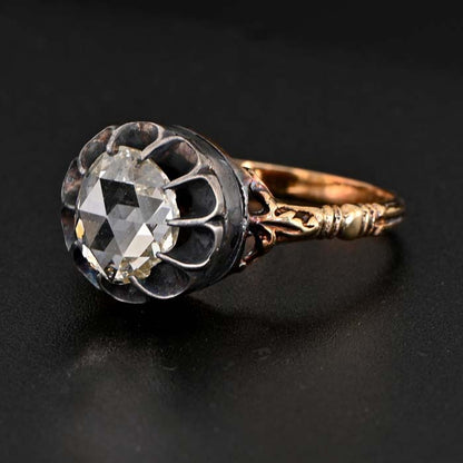 Georgian Antique Rose Cut Diamond Solitaire Engagement Ring