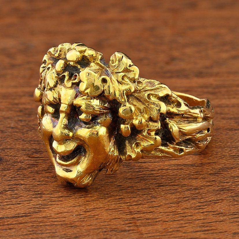 Rare Art Deco Buccellati Dionysis 18ct Yellow Gold Ring