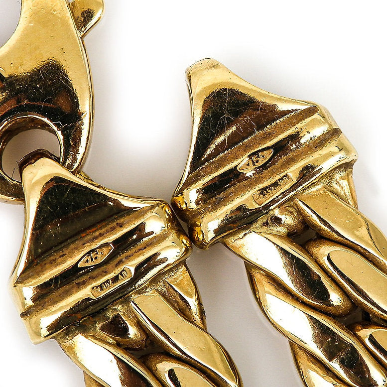 Contemporary Italian 18ct Yellow Gold Herringbone Link Chain Necklace