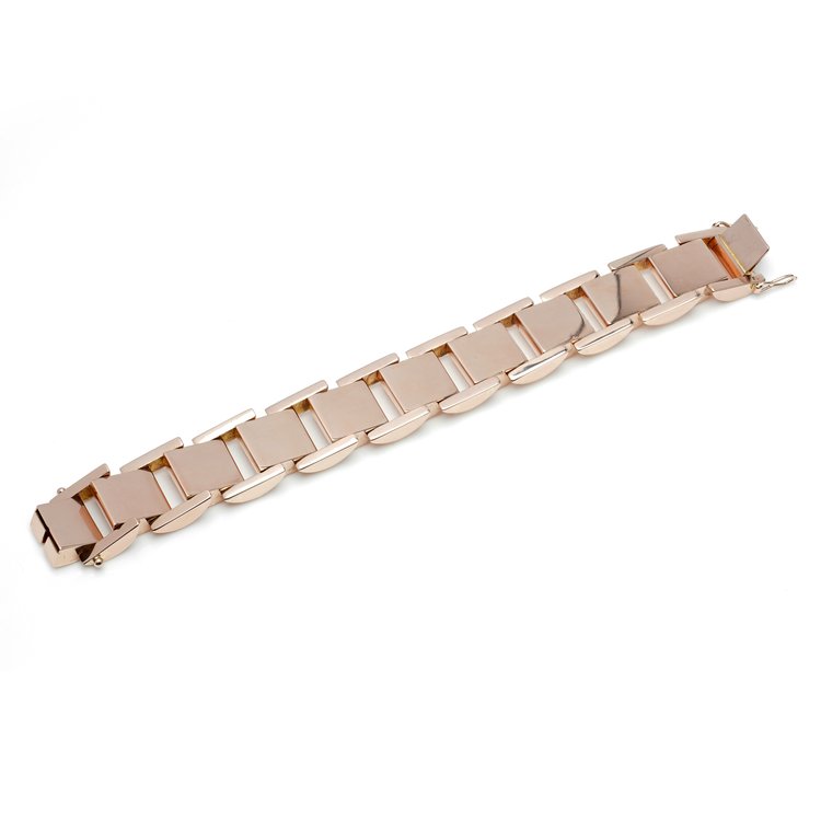 Vintage French 18ct Rose Gold Tank Bracelet