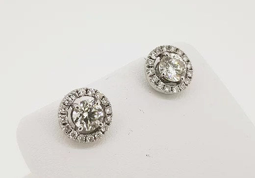 Diamond Cluster Halo Stud Earrings, 2.16 carat total, 18ct White Gold