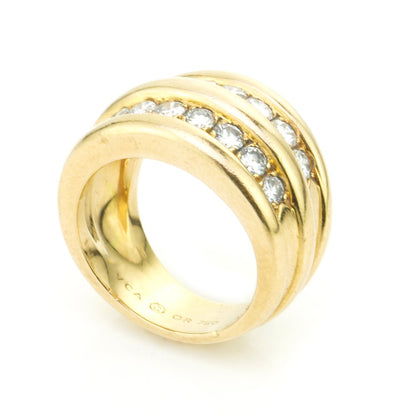 Van Cleef and Arpels 18ct Gold Two Row Diamond Band Ring