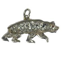 Diamond, Ruby and Platinum Bear Charm Pendant