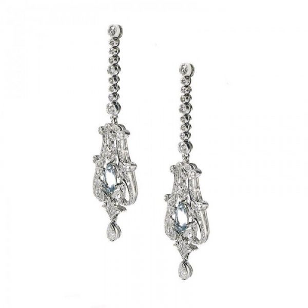 Aquamarine and Diamond Drop Earrings