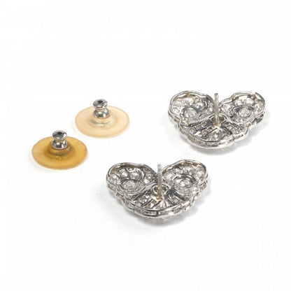 Vintage Old Cut Diamond Cluster Earrings in Platinum; mid 20th century heart shaped earrings set with clusters of round old-cut diamonds, 4.00 carat, Circa 1940