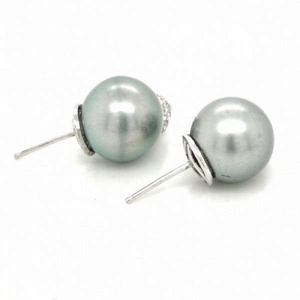 Tahitian Pearl and Diamond Heart Earrings
