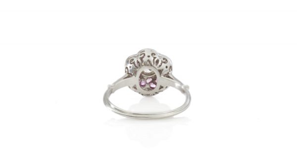 Vintage Diamond, Ruby and Platinum Rose Flower Cluster Ring