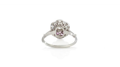 Vintage Diamond, Ruby and Platinum Rose Flower Cluster Ring