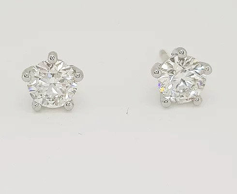 1.80ct Diamond Single Stone Stud Earrings, G/H colour, SI2 clarity, 1.80 carats, five-claw set, 18ct white gold, post and butterfly fittings