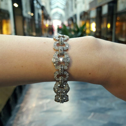 Antique Art Deco 15ct Diamond Panel Bracelet in Platinum
