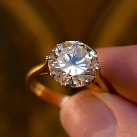 4.06ct Diamond Solitaire Engagement Ring in 18ct Yellow Gold