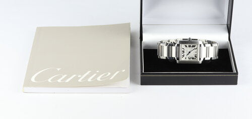Cartier Tank Francaise 28mm Stainless Steel Automatic 2302 Watch, on a stainless steel bracelet with hidden double-fold clasp, from 2003, with Cartier papers.