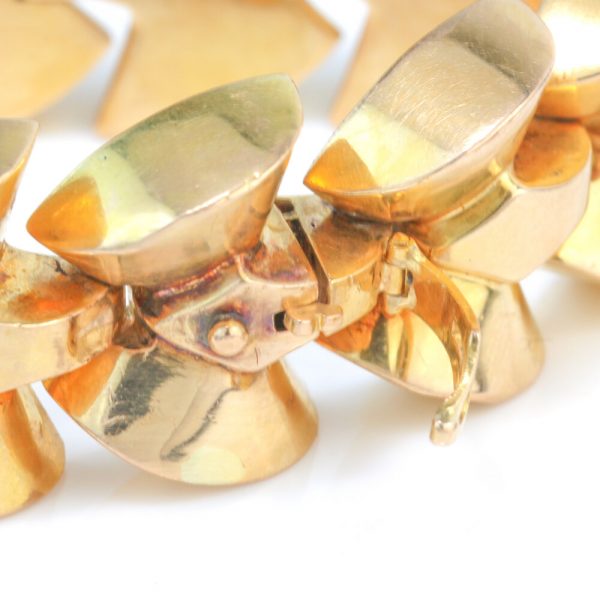 Vintage 1940s French Retro Fancy Link 18ct Yellow Gold Bracelet