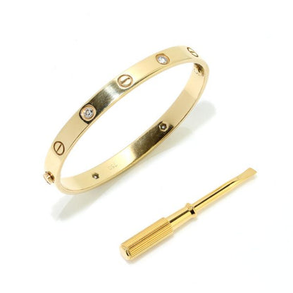 Cartier 18ct Gold Love Bangle Bracelet with Diamonds, 0.40 carat total, comes with Cartier certificate, Cartier box, and gold screwdriver