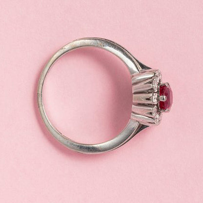 Vintage 1.10ct Natural No Heat Burma Ruby and Diamond Cluster Ring with Certificate