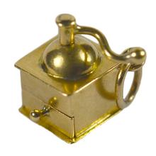 French Ruby Love Heart 18ct Yellow Gold Coffee Grinder Charm Pendant