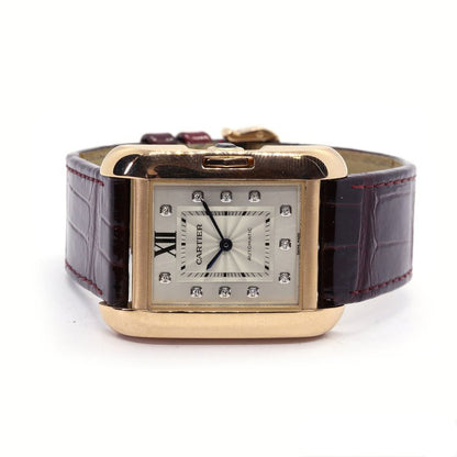 Cartier Tank Anglaise 18ct Rose Gold Automatic Watch with Diamonds