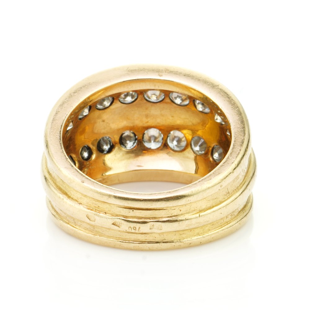 Van Cleef and Arpels 18ct Gold Two Row Diamond Band Ring, 0.63 carat total