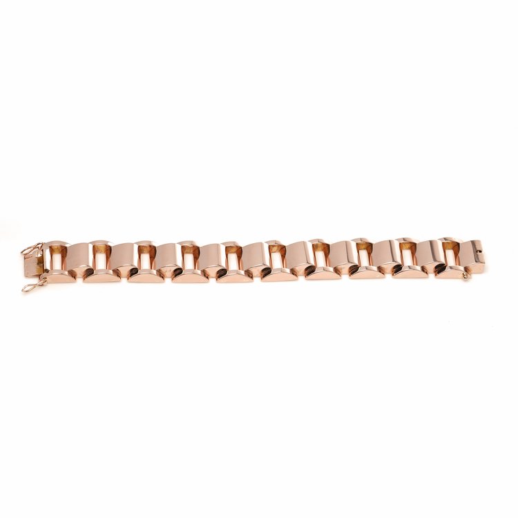 Vintage French 18ct Rose Gold Tank Bracelet