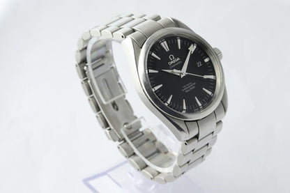 Omega Seamaster Aqua Terra Co-Axial 39mm Automatic Stainless Steel, black dial, date indicator at 3, sapphire crystal, screwdown crown, skeleton back, steel bracelet with push button fold-over clasp