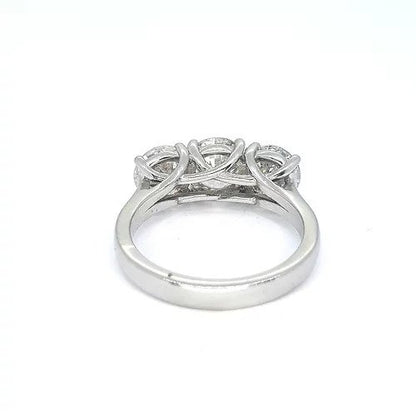 Traditional Three Stone Diamond Ring in Platinum, 2.85 carat total