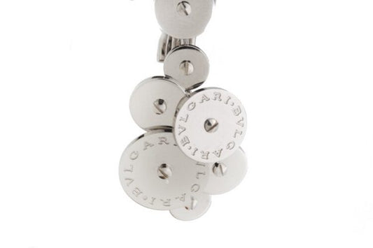 Bvlgari 18ct White Gold Disc Cluster Drop Earrings; striking pair of vintage Bulgari 18ct gold earrings, post and clip fittings, Circa 1990s