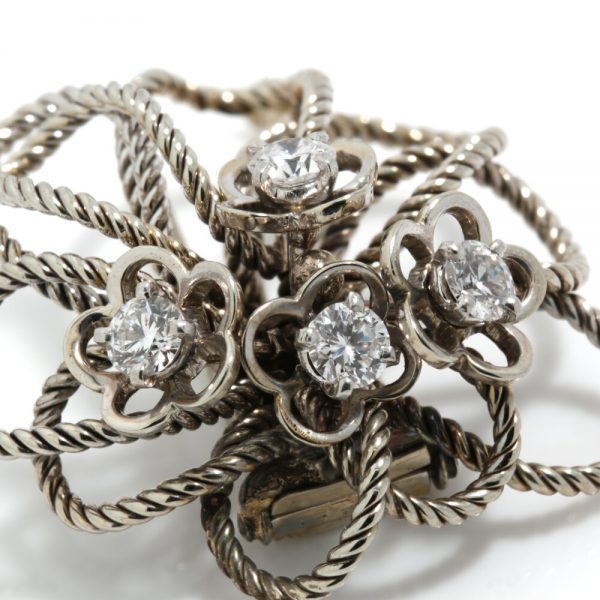 Vintage Boucheron Platinum and Diamond Floral Brooch, Circa 1950s
