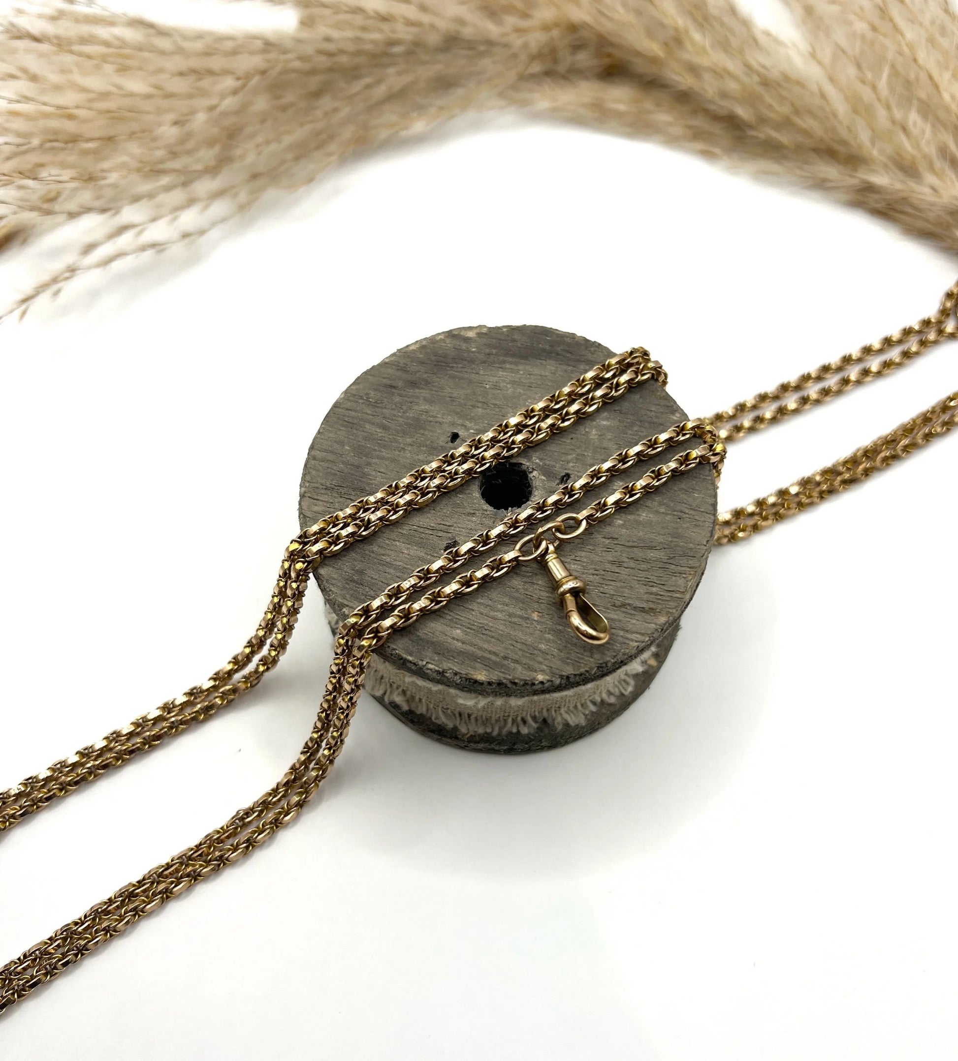 Victorian Antique 9ct Gold Fancy Rolo Link Long Guard Chain