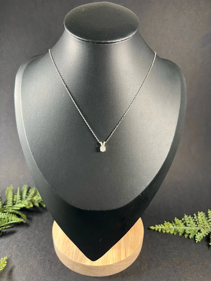 Vintage 18 ct White Gold, 1940's Diamond Pendant Necklace With Modern Trace Link Chain