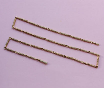Vintage Georges Lenfant 18ct Gold Textured Bar Chain Necklace; 18ct yellow gold chain with bars of textured gold, Georges Lenfant, France, Circa 1970.