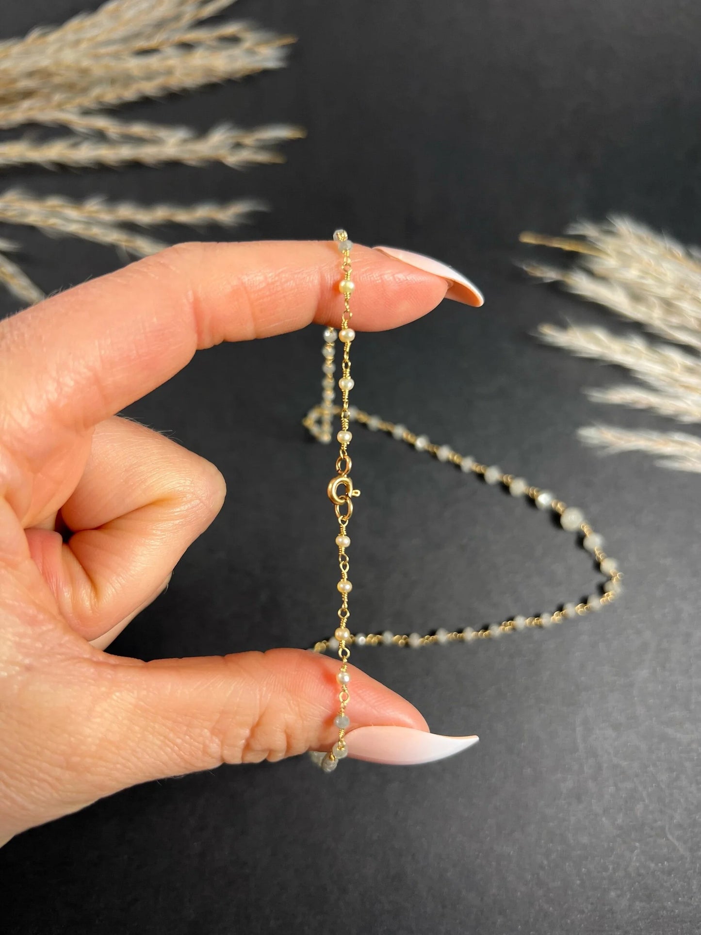 Vintage High Carat Gold Salt and Pepper Faceted Diamond Necklace, Circa 1990