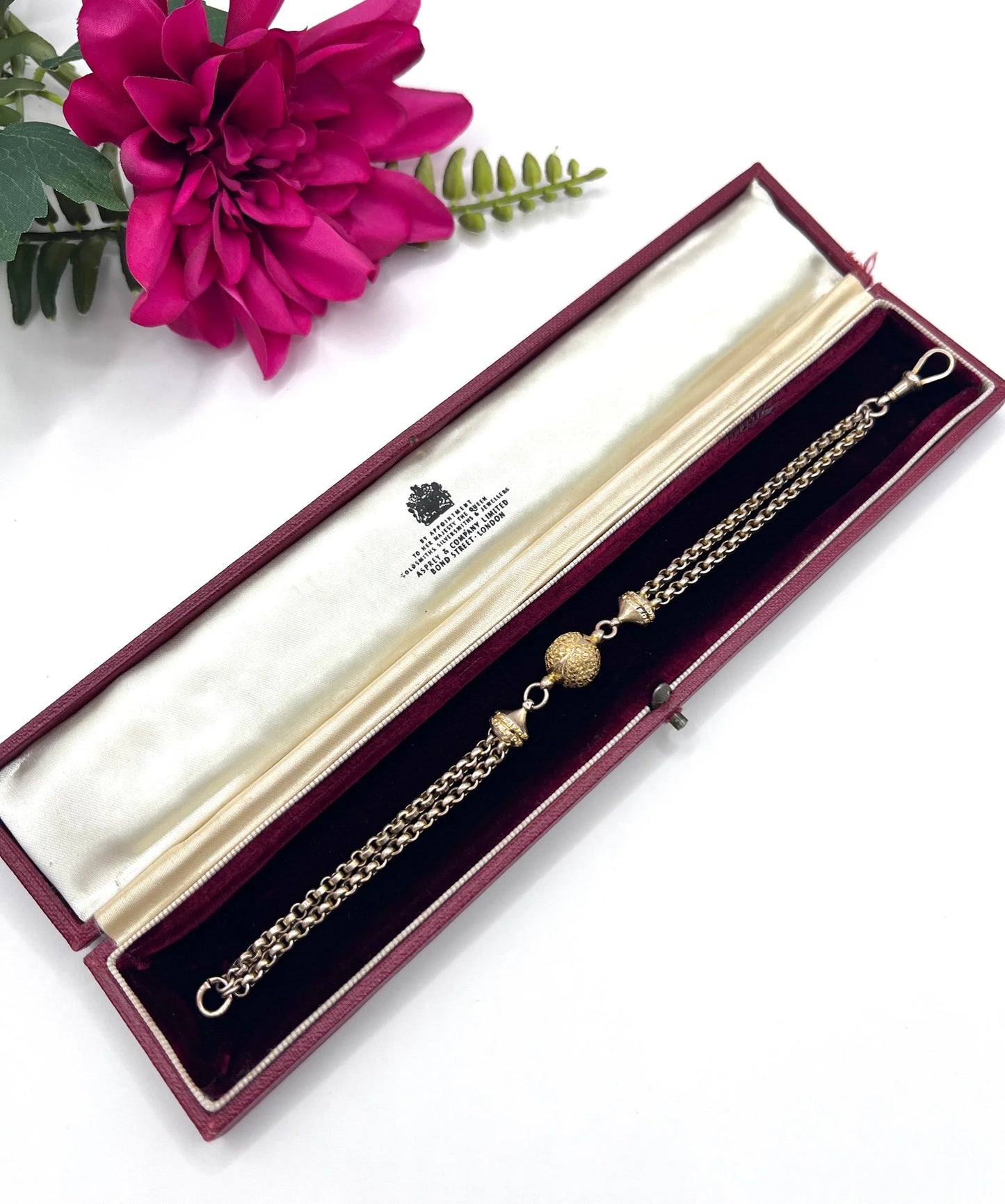Antique 9 ct Gold, Victorian Belcher Link Orb Albertina Bracelet