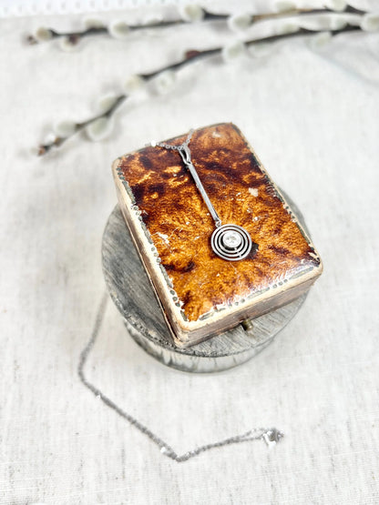 Antique 18 ct White Gold And Platinum Art Deco Diamond Target Pendant Necklace