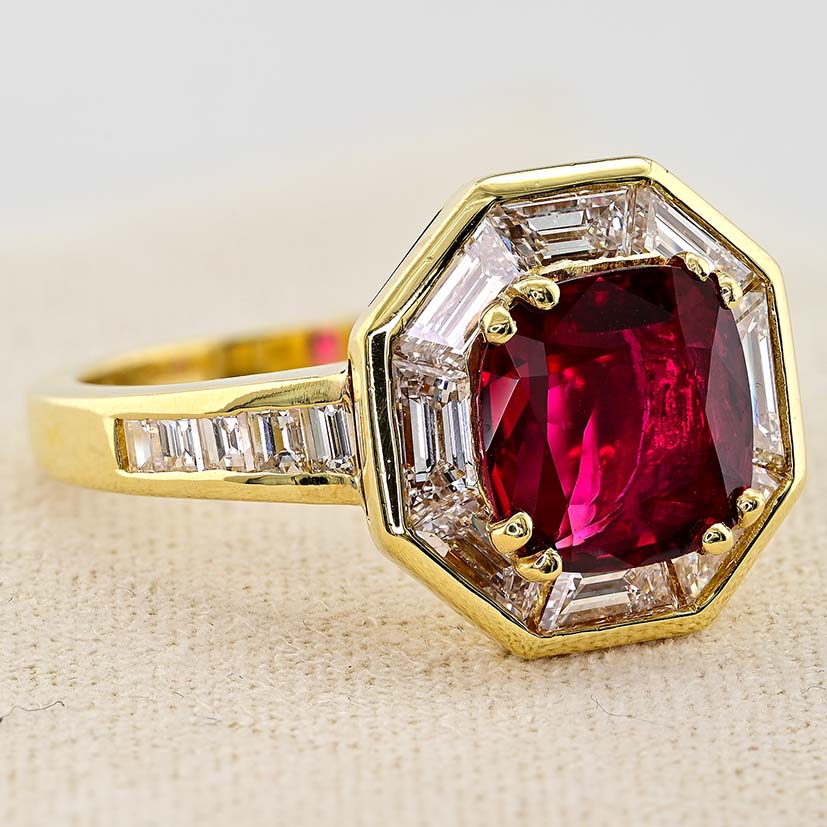 Vintage 1.50ct Ruby and Diamond Cluster Engagement Ring