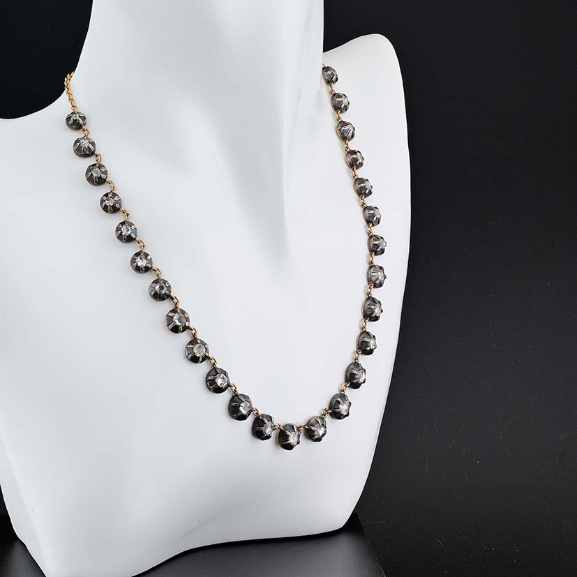 Georgian Style 6ct Rose Cut Diamond Riviere Necklace