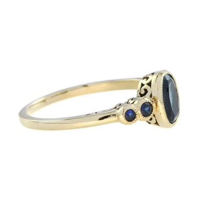 1.15ct Oval Blue Topaz and Sapphire Five Stone Ring