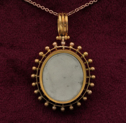 Antique Victorian Etruscan Revival Micromosaic Locket Pendant