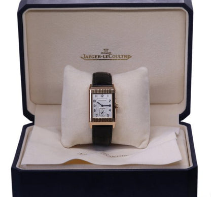 Jaeger LeCoultre Reverso Grande Taille Duoface Day and Night Manual Watch in 18ct Rose Gold; Ref 270.2.54, with Jaeger-LeCoultre box and papers