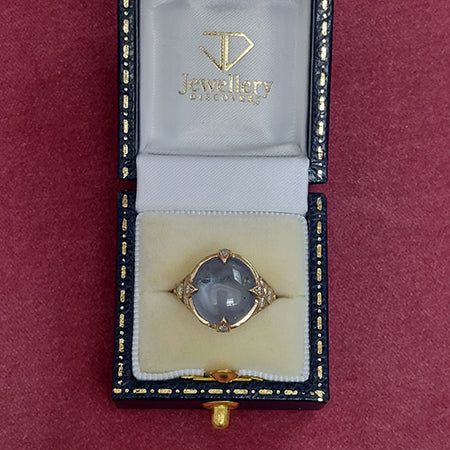 Cabochon Star Sapphire Ring with Diamonds