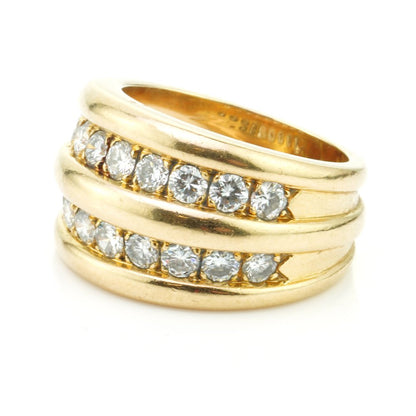 Van Cleef and Arpels 18ct Gold Two Row Diamond Band Ring, 0.63 carat total