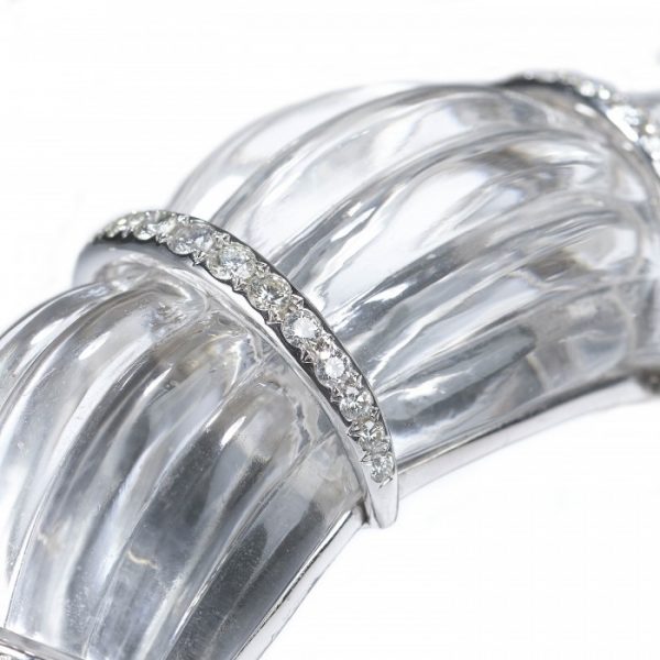 Rock Crystal and Diamond Cuff Bangle Bracelet, 2.50 carats